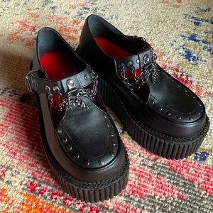 Demonia Creeper 215 Black Vegan Leather sz8 Mary Jane platform 🦇